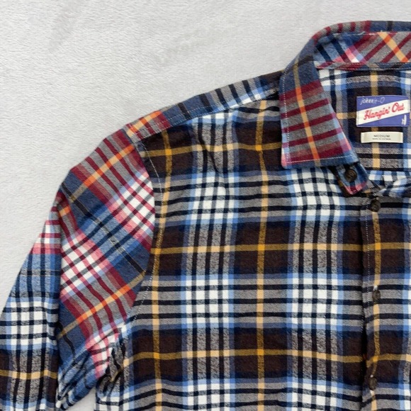 JONNIE-O Hangin Out Shirt Men's Medium Brown Black White Plaid Flannel Button Up - Picture 4 of 9